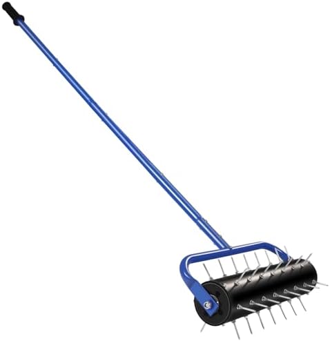 Aeratori per prato manuali  | Aeratore per prato da 21″, manico lungo 75″ con connessioni a clip rapide, attrezzo manuale per aerazione da giardino pesante, penetratore di terreno per prato con punte, costruzione stabile a forma di U – Blu Aeratori per prato manuali Aeratori per prato manuali