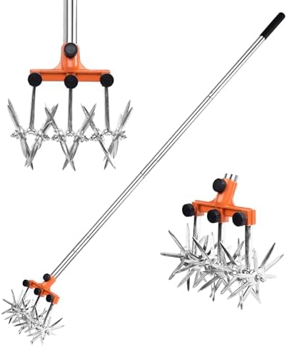 Coltivatori e Motocultivatori  | Cultivatore Rotativo da Giardino, Motocoltivatore Regolabile con Pali in Acciaio Inossidabile, Motocoltivatore Manuale per Miscelazione del Terreno o Reseeding del Prato, Lunghezza Totale 145 cm Coltivatori e Motocultivatori Coltivatori e Motocultivatori