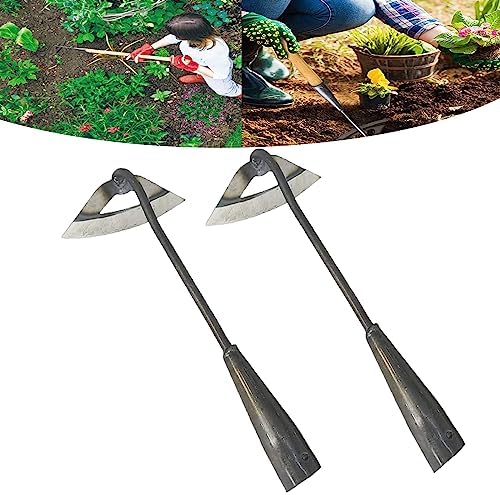 Estirpatore Manuale  | 2Pezzi Attrezzi per Zappa da Giardino, Zappa Hollow in Acciaio Indurito, Estirpatore da Giardino, Attrezzi da Giardinaggio Affilati per Diserbo, Zappa Manuale per Edging e Estirpazione per Diserbo in Patios, Allentamento del Terreno, Coltivazione Agricola (Manico Lungo) Estirpatore Manuale Estirpatore Manuale