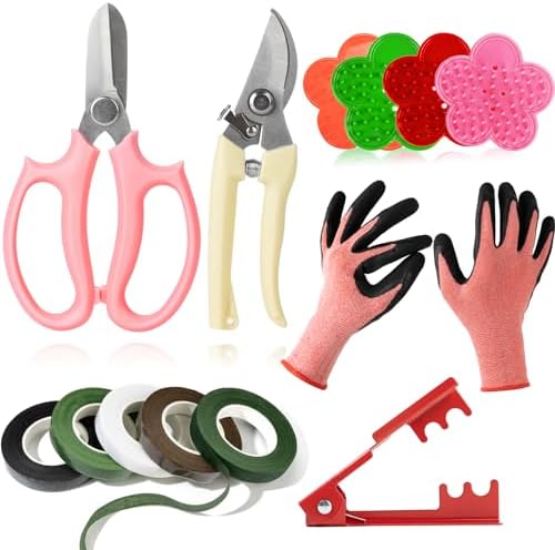 Forbici da giardinaggio e forbici  | Kit da Giardinaggio 13 Pezzi: Strumento Rimuovi Spine per Rose, Forbici da Potatura, Strumento per Rimuovere Foglie, Guanti Floral e Nastro Floral per Giardinaggio all’Aperto Forbici da giardinaggio e forbici Forbici da giardinaggio e forbici