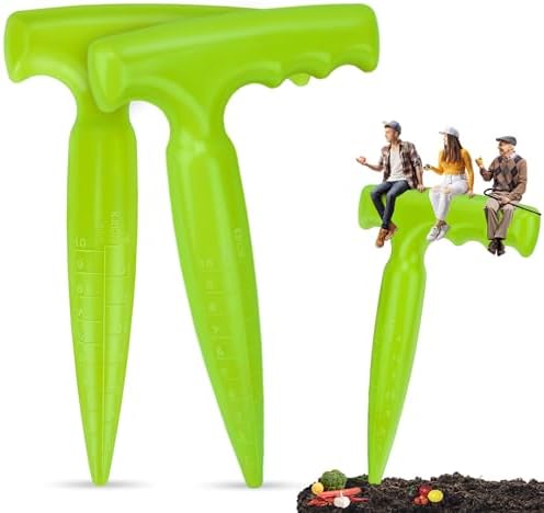 Piantatori di bulbi  | 2 Pezzi Strumento da Giardinaggio Dibbler con Misure – Strumenti per Piantare Bulbi in Plastica da 6,9 Pollici con Manico – Dibber per Piantare Bulbi, Scavare, Giardinaggio (Verde Chiaro) Piantatori di bulbi Piantatori di bulbi