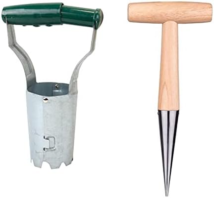 Piantatori di bulbi  | Dibber a Mano in Acciaio Inossidabile da 11 Pollici con Manico in Legno, Piantatore di Bulbi Portatile, Strumento per Scavare Buche in Giardino per Seminare Semi, Strumento per Trapianto di Verdure. Piantatori di bulbi Piantatori di bulbi