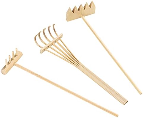 Rastrelli  | 3 Pezzi Mini Strumenti per Giardino Zen, Strumenti per Rake da Giardino Zen per Uomini, Rake da Tavolo per Giardino Zen, Rake per Sabbia da Giardino, Kit Fai da Te per Giardino Zen con Rocce, Rake per Sabbia, Giocattolo Zen, Rake da Giardinaggio in Bambù Rastrelli Rastrelli