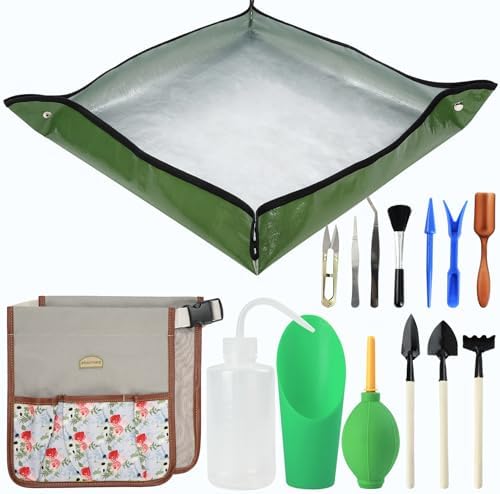 Set di attrezzi da giardinaggio  | Kit di Attrezzi per Succulente con Borsa Organizer – 13 Pezzi di Strumenti per Giardinaggio Indoor | Mini Attrezzi Manuali per Succulente, Forniture per Trapianto di Succulente Regalo per Giardinieri e Cura delle Piante (Rosa) Set di attrezzi da giardinaggio Set di attrezzi da giardinaggio