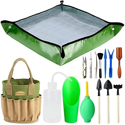 Set di attrezzi da giardinaggio  | Kit di Attrezzi per Succulente da 13 Pezzi con Borsa Organizer, Set di Attrezzi da Giardinaggio con Borsa, Kit di Attrezzi per Mini Giardino di Succulente, Set di Vasi per Bonsai da Giardinaggio Indoor, Cura delle Piante Fatate in Miniatura per Interni. Set di attrezzi da giardinaggio Set di attrezzi da giardinaggio