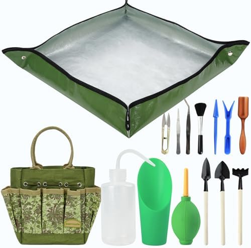 Set di attrezzi da giardinaggio  | Kit di Strumenti per Succulente con Borsa Organizer – 13 Pezzi di Strumenti per Giardinaggio Indoor | Mini Strumenti Manuali per Succulente con Borsa, Forniture per Trapianto di Succulente, Regalo per Giardinieri e Cura delle Piante (Honeysuck) Set di attrezzi da giardinaggio Set di attrezzi da giardinaggio