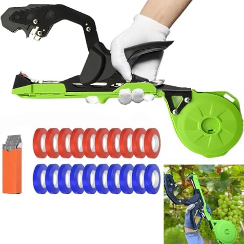 Set di attrezzi da giardinaggio  | Macchina per legare piante aggiornata, pistola legatrice leggera per legare pomodori a grappolo e uva, legature per piante da giardino Tapener con 2 nastri per piante e 1 confezione di graffette, strumenti per legature da giardino per giardinieri. Set di attrezzi da giardinaggio Set di attrezzi da giardinaggio