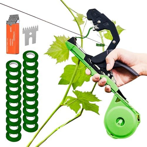 Set di attrezzi da giardinaggio  | Macchina per Legare Piante Leggera Strumento per Legare Viti Verdi Macchina per Legare Piante Aggiornata Nastro per Innesto per Piante Rampicanti con 20 Rulli di Nastro + 10000 Pezzi di Chiodini Set di attrezzi da giardinaggio Set di attrezzi da giardinaggio