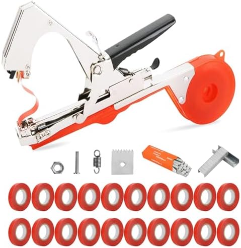 Set di attrezzi da giardinaggio  | Macchina per Legare Piante, Strumento Leggero per Nastro di Legatura Piante per Legare Viti Velocemente, Pistola per Legare Piante con Nastri e Graffette (Rossa) Set di attrezzi da giardinaggio Set di attrezzi da giardinaggio