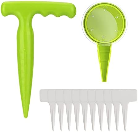 Set di attrezzi da giardinaggio  | Set di 12 Pezzi di Attrezzi da Giardinaggio, Kit di Semina Regolabile per Esterni con 10 Etichette per Piante, Punzonatrice, Spargitore di Semi in Plastica per Scavare e Seminare (Verde) Set di attrezzi da giardinaggio Set di attrezzi da giardinaggio