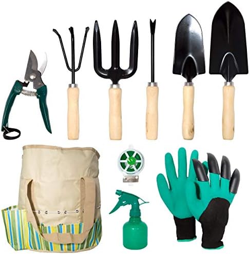 Set di attrezzi da giardinaggio  | Set di Attrezzi da Giardino 1 Pz, Kit di Attrezzi da Giardinaggio Robusto con Organizer per la Conservazione, Weeder/Rastrello/Pala/Fork/Atomizzatore/Guanti/Filo per Piante/Forbici Ergonomico per Scavare Set di attrezzi da giardinaggio Set di attrezzi da giardinaggio