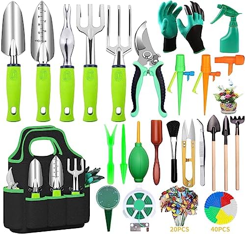 Set di attrezzi da giardinaggio  | Set di Attrezzi da Giardino 84 Pezzi, Set di Attrezzi per Succulente 10 Pezzi incluso 6 Pezzi di Attrezzi da Giardino in Alluminio Pesante da 12,5 Pollici con Borsa per Attrezzi da Giardino, Guanti, Spruzzatore, ecc. Regali per Giardinaggio per Uomini, Regali per Giardinaggio. Set di attrezzi da giardinaggio Set di attrezzi da giardinaggio