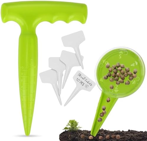 Set di attrezzi da giardinaggio  | Set di Attrezzi da Giardino Dibbler 2 Pezzi Include Strumenti per Piantare Bulbi, Dispenser di Semi, 1 Pezzo di Etichette per Piante – Puncher per Buche nel Terreno, Attrezzo Manuale da Giardino per Fiori e Verdure Set di attrezzi da giardinaggio Set di attrezzi da giardinaggio