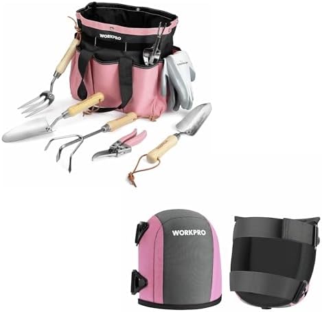 Set di attrezzi da giardinaggio  | Set di Attrezzi da Giardino Rosa in 7 Pezzi e Ginocchiere da Giardino per Adulti Unisex Set di attrezzi da giardinaggio Set di attrezzi da giardinaggio