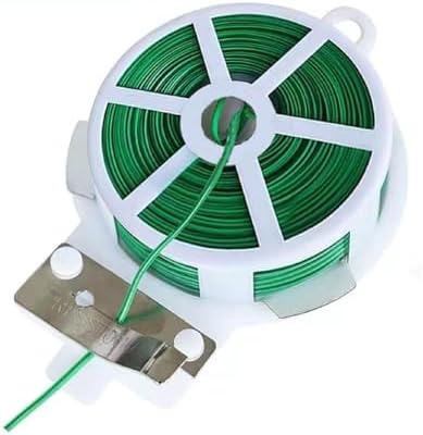 Spago da giardino e legature a spirale  | Fascette Twist, 100 metri (1M), Fascette verdi con taglierino, Fascette riutilizzabili per piante da giardino, Fascette verdi per legare pomodori, Fascette da giardino per piante, Fascette da giardino per fiori rampicanti. Spago da giardino e legature a spirale Spago da giardino e legature a spirale