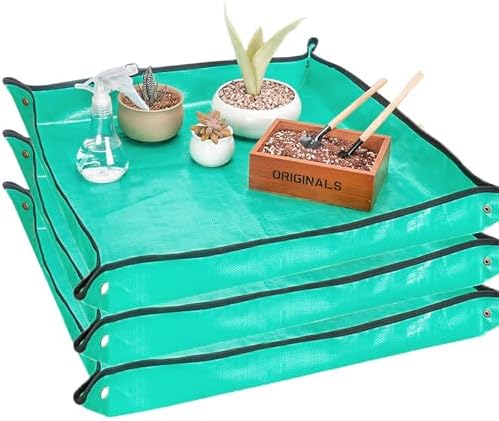 Strumenti per Bonsai  | 3 Pezzi Tappetino per Trapianto di Piante 29,5″ X 29,5″ Grande per Piante da Interno, Tappetino Pieghevole Impermeabile per Ripiantare/Potare, Tappetino da Giardinaggio Portatile per Piante Grasse Strumenti per Bonsai Strumenti per Bonsai