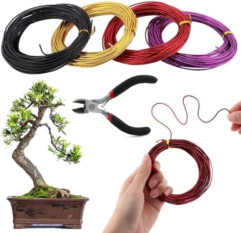 Strumenti per Bonsai  | Filo per Bonsai in Rotolo, Filo per Allenamento Bonsai con Tagliacavi, Filo per Allenamento Bonsai in Alluminio Anodizzato, Filo per Alberi Bonsai, Filo per Bonsai per Alberi Bonsai, Strumenti Fai-da-te per Giardini Indoor. Strumenti per Bonsai Strumenti per Bonsai